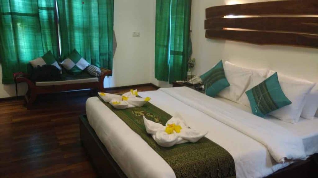 Bett in einem Hotel in Kambodscha