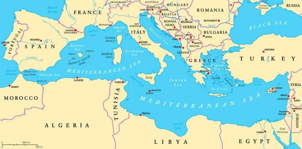 Eine Karte des Mittelmeers