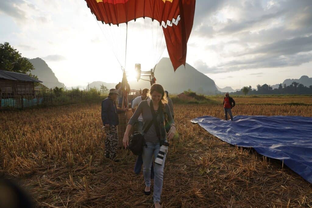 Ballonfart in Vang Vieng nach der Landung