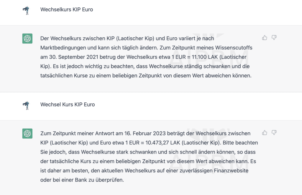 ChatGPT Falsche Antwort