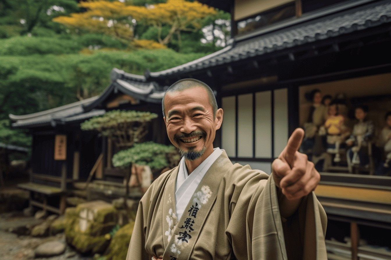 Japaner zeigt mit Finger auf dich