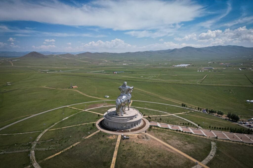 Drohnen Bild Statue Chinggis Khaan Mongolei
